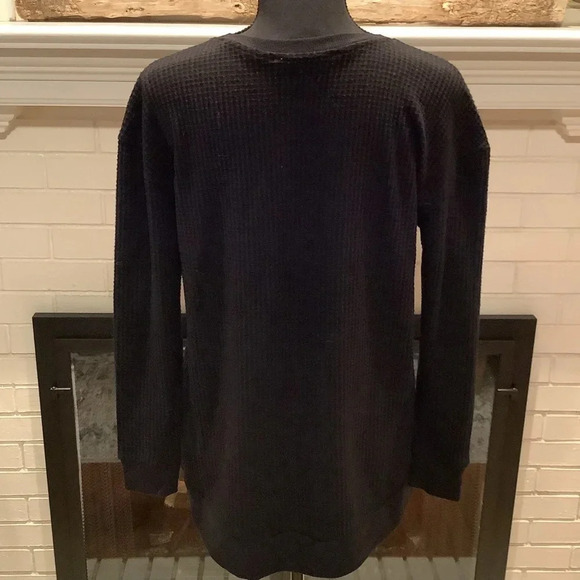 #137 Loft Basic Black Waffle Knit Long Sleeve Size Small - Picture 5 of 6